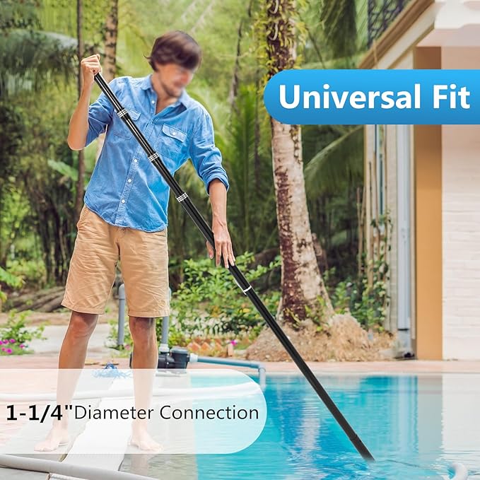 Carbon Fiber Pool Rod - Professional 4-12 Foot Telescopic 4-Piece Pool Cleaning Rod Set, Adjustable Telescopic Rod for Cleaning Nets, Brushes, Vacuum Heads