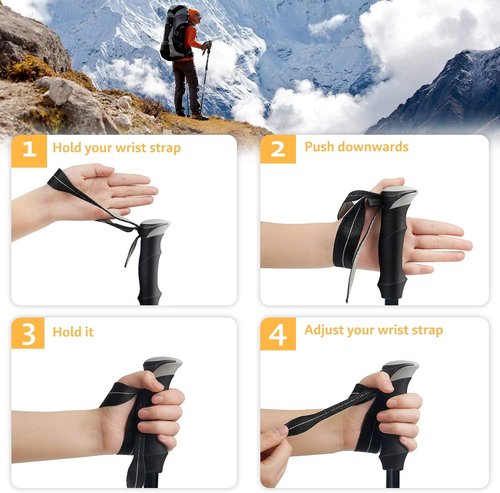 Covacure Trekking Poles Collapsible Hiking Poles - Aluminum Alloy 7075 Trekking Sticks with Quick Lock System, Telescopic, Collapsible, Ultralight for Hiking, Camping