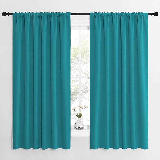 NICETOWN Peacock Blue Blackout Curtains Panels