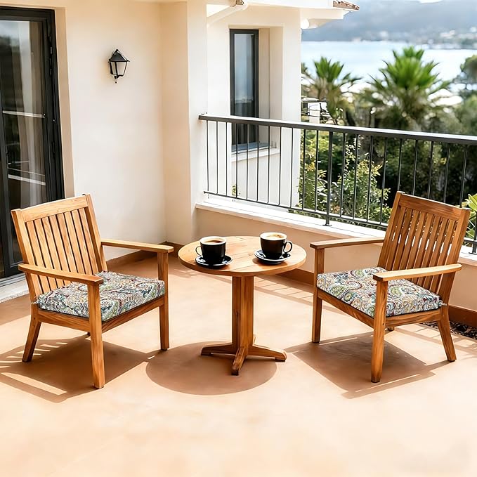 LVTXIII Outdoor Seat Cushions Set of 2 Square Chair Cushions with Ties, Patio Chair Pads for Home Office and Patio Garden Furniture Decoration 22"x22"x3", ‌Paisley Chilli