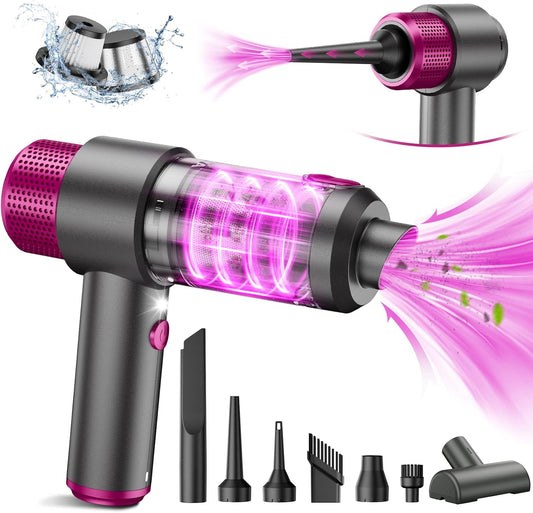 EYYA Handheld Cordless Car Vacuum Cleaner, 4-in-1 Portable Mini Car Vacuum Cleaner, 15000PA High Power & Air Duster with LED Light for Home Office