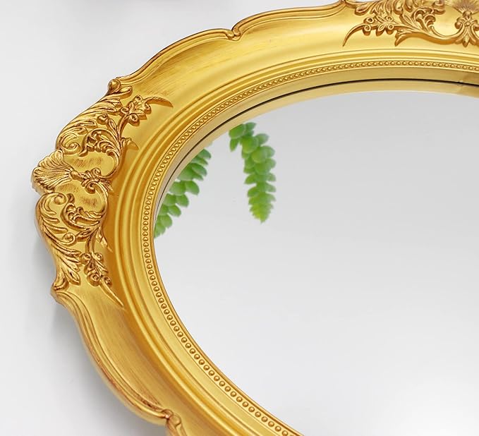 YCHMIR 14.8 x 13.1 inch Oval Wall Mirror Vintage Style Wall Mounted