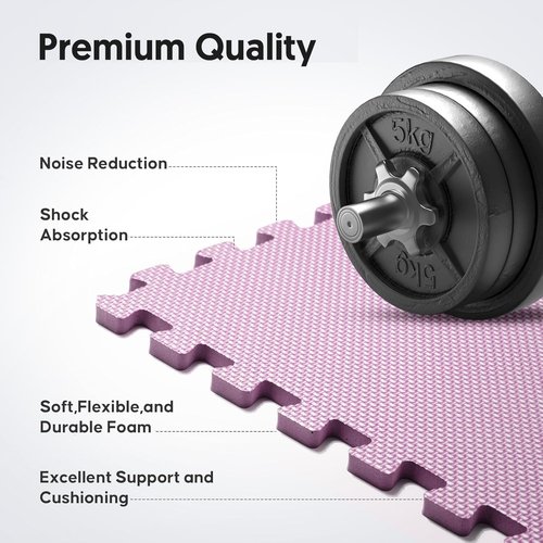 32 Pack EVA Interlocking Foam Exercise Mats - Durable Puzzle Gym Flooring for Home Workouts & Kids' Play Areas - Blue, 24x24x½ in