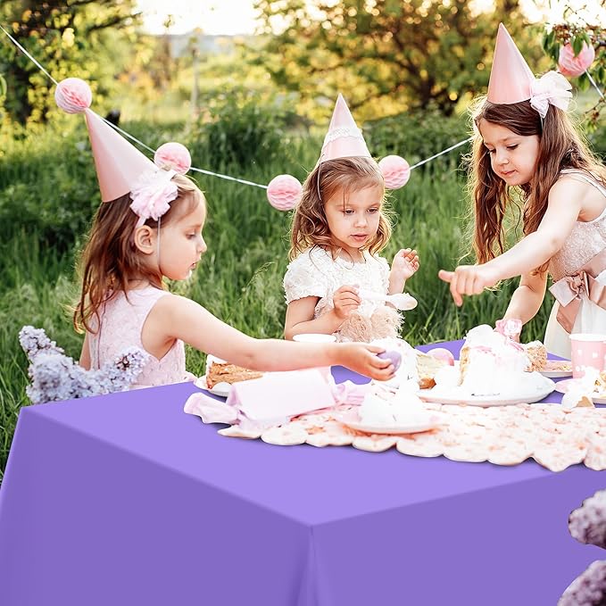 MASHAN 12pcs Assorted Color Purple Pink Tablecloths Disposable Plastic Table Cloth Rectangle Table Covers for Lavender Butterfly Theme Party Birthday Wedding Picnic Home Party Decoration,108 * 54inch