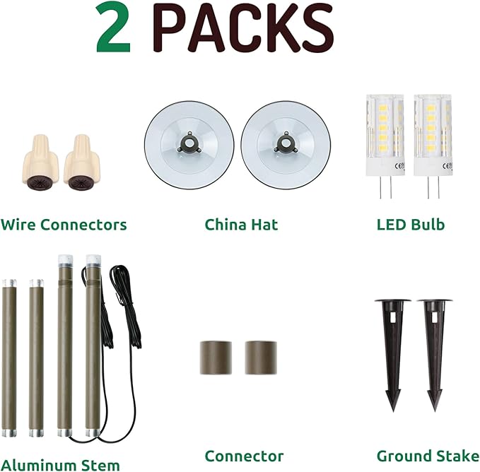 Lumina Lighting® 4W Landscape Lighting 12V Landscape Lights Low Voltage Landscape Path Lights Warm White Waterproof Outdoor Replaceable G4 LED Bulb for Garden Pathway Lawn Yard (Bronze) (2-Pack)