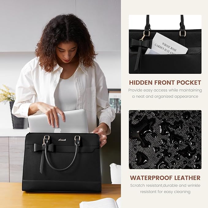 LOVEVOOK Laptop Tote Bag for Women,Leather Work Bag, Waterproof Business Teacher Bag,Large Computer Handbag Purse Briefcase,Office Gifts for Women
