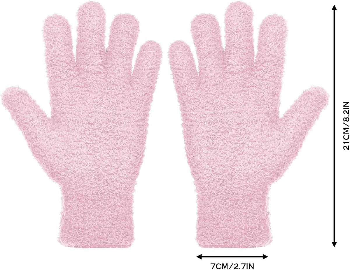 Patelai 2 Pairs Microfiber Gloves for plants Dusting Cleaning Glove Mittens House Cars Blinds Dusting(Pink, Rose Red, Large)