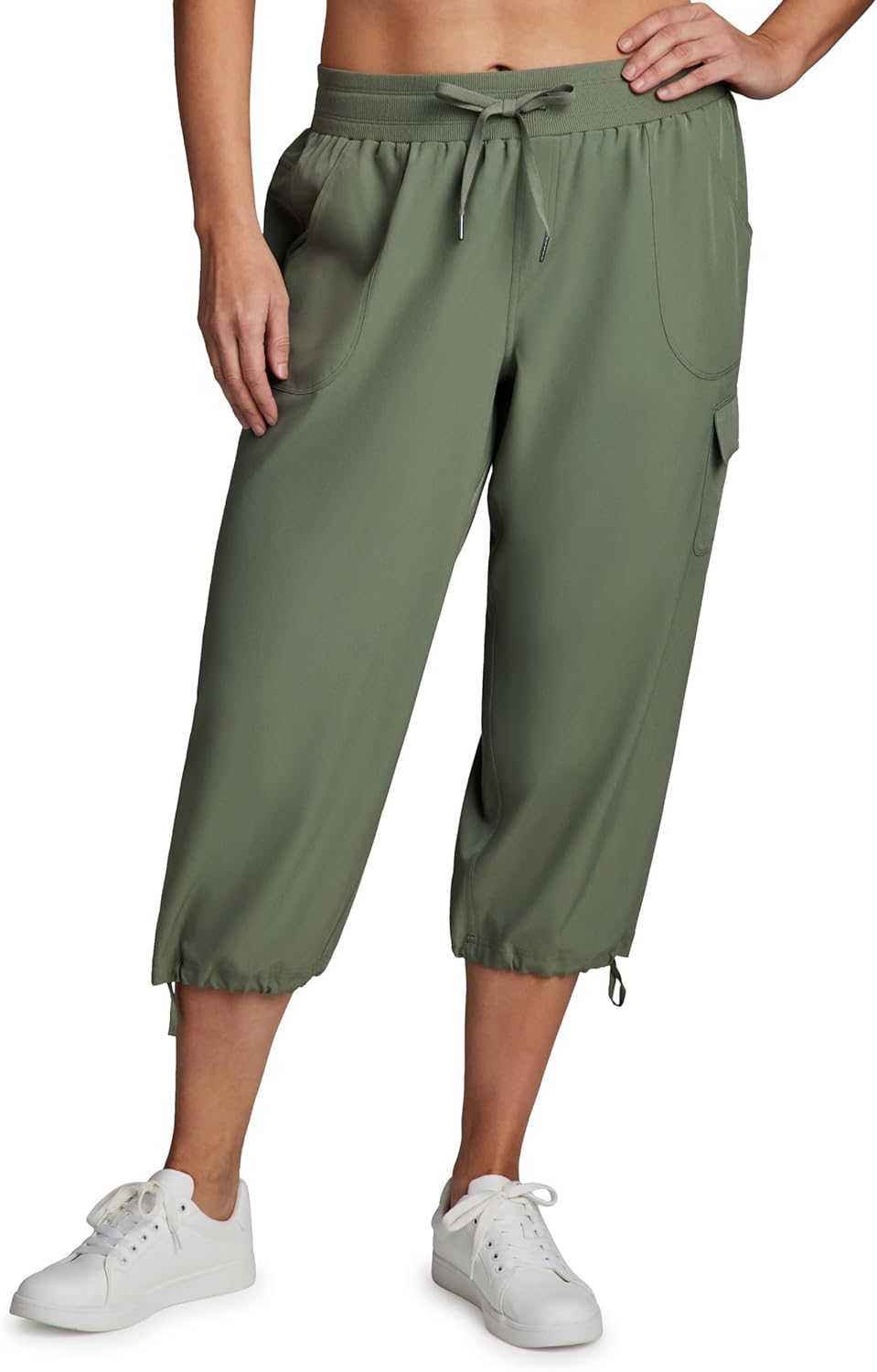 RBX Active Plus Size Cargo Capri Pants - Lightweight Woven Design for Comfort & Style
