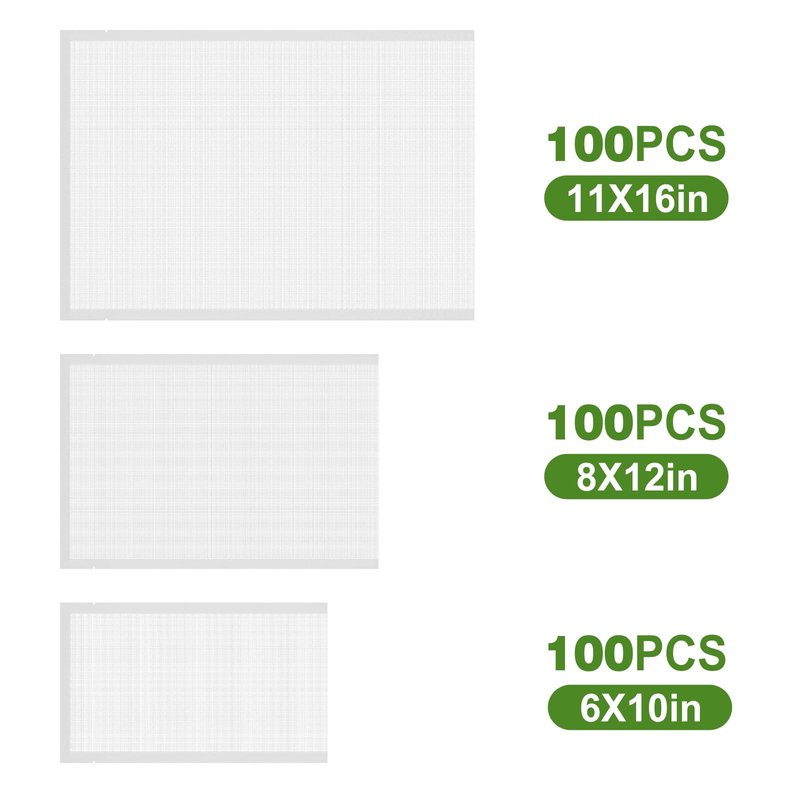 Moretoes 300pcs Vacuum Sealer Bags, 100 Gallon 11" x 16" and 100 Quart 8" x 12" and 100 Pint 6" x 10", BPA Free, Pre-cut Commercial Grade Vac Seal Meal Bags for Food Saver Storage, Meal Prep