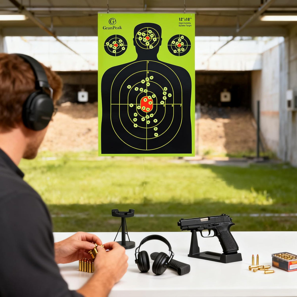 Silhouette Splatter Targets - Adhesive Shooting Targets | Bright Fluorescent Yellow - 12 x 18 Inch