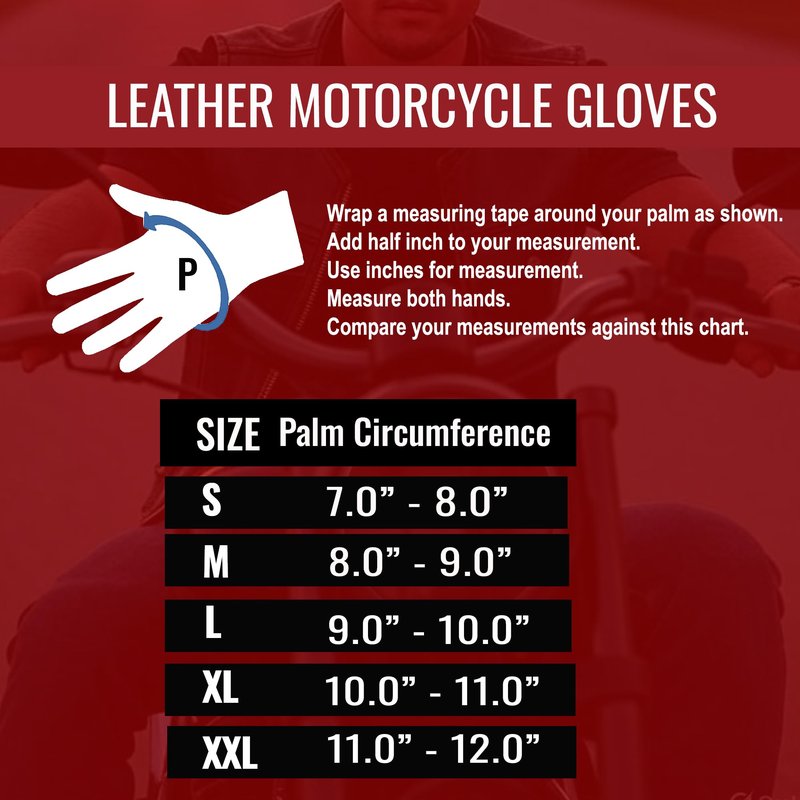 Jackets 4 Bikes Motorcycle Gloves - Premium Leather for Men, Touchscreen, Non-Slip, Motorbike Cruiser Street Biker Protector Black S