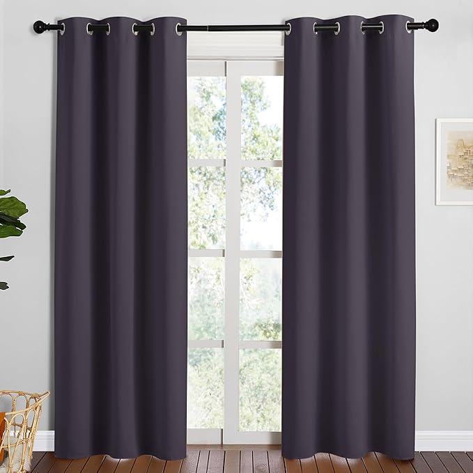 NICETOWN Greyish Purple Blackout Curtains 84 inches Length