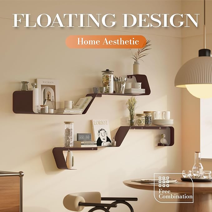 Sttoraboks Floating Wall Shelves Set of 3, Metal Mounted Shelf