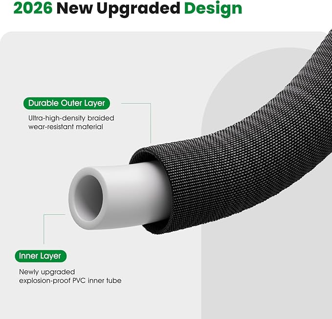 Garden Hose 50FT, Non-Expanding Water Hose Ultra Lightweight, Kink-Free, Burst-Resistant, Lead-Free, Flexible & Durable High-Pressure Hose for Yard, Lawn, Outdoor, Car Washing