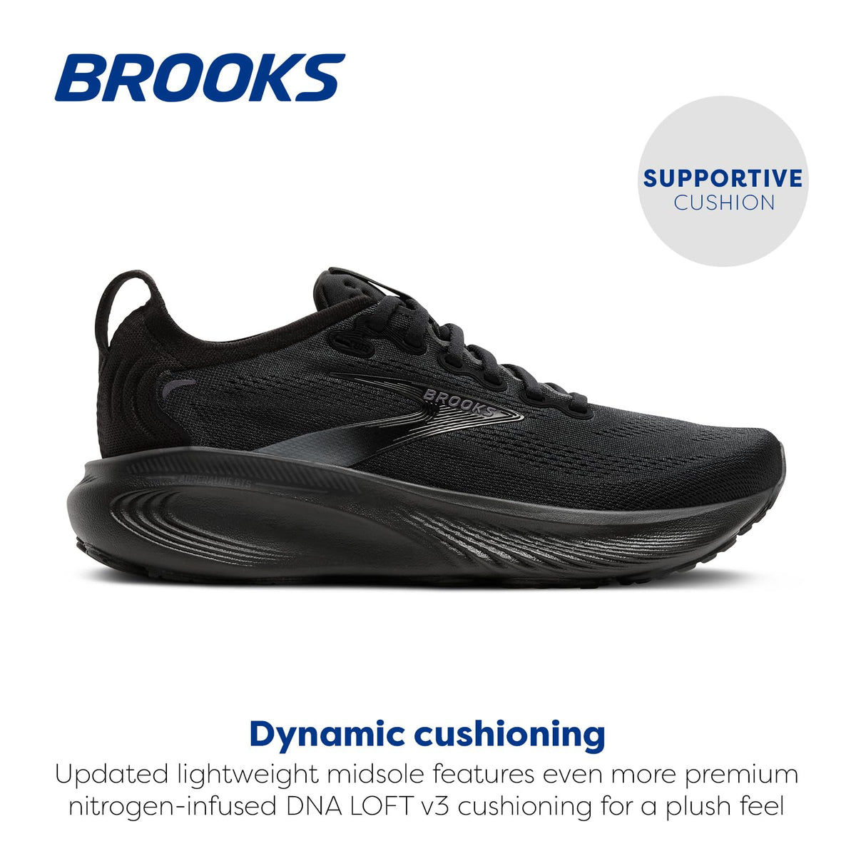 Brooks Women’s Adrenaline GTS 25 Supportive Running & Walking Shoe - Black/Black/Ebony - 9 Wide