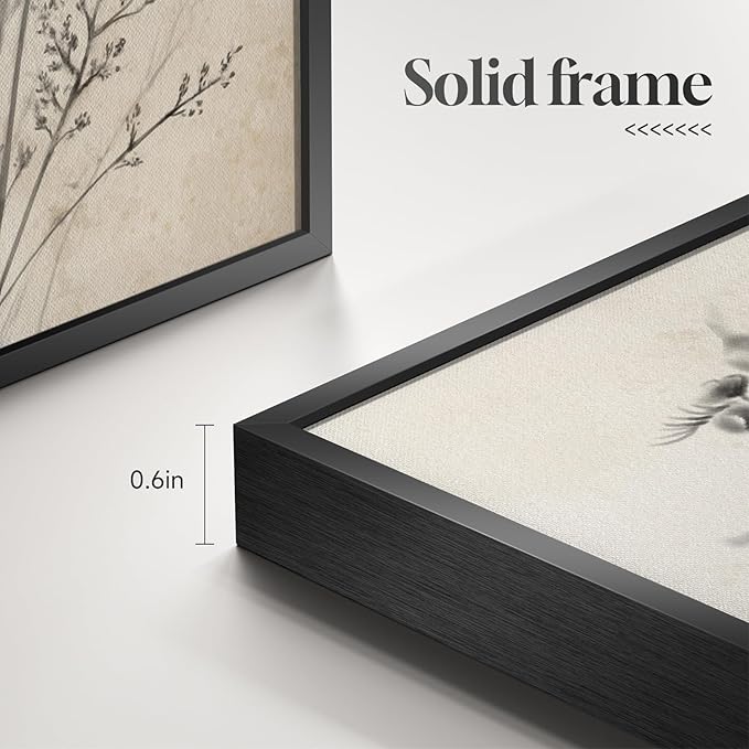 Framed Vintage Botanical Wall Art, 4 Piece Boho Rustic Floral Canvas Painting