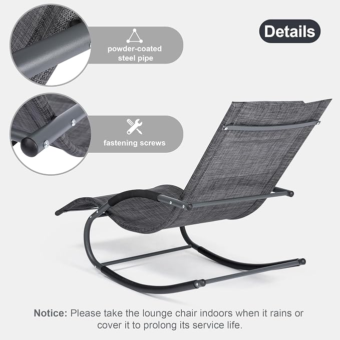 Outdoor Lounge Chair, Chaise Lounge for Patio & Lawn, Pool Lounge Chairs with Removable Pillow, Dark Grey