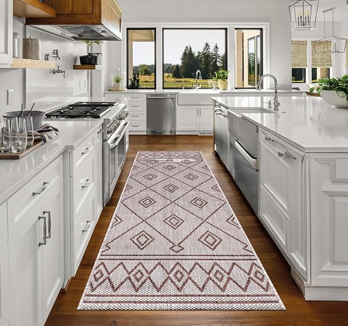 Keen Home Design Terrace Outdoor Runner Rug - 2x12 Washable Indoor/Outdoor Rug for Patio, Kitchen, Balcony, Beach, Garden, Deck and Porch, Size: 2'2"x11'10"