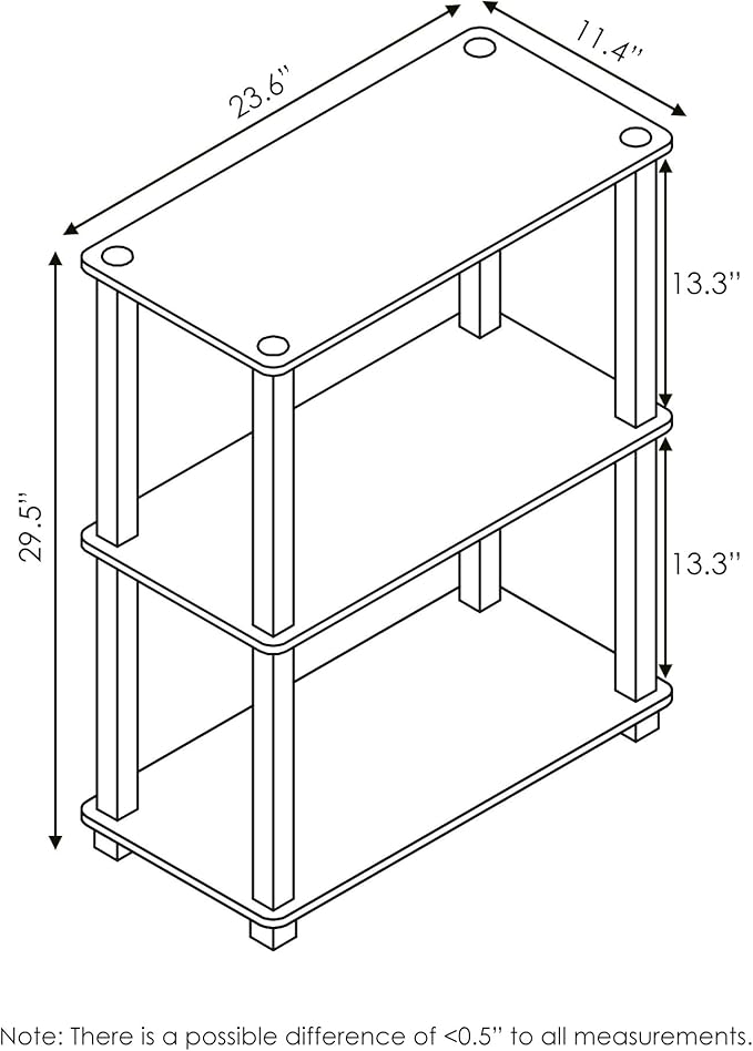Furinno Turn-S-Tube 3-Tier Compact Multipurpose Shelf Display Rack with Square Tube, Pink/White