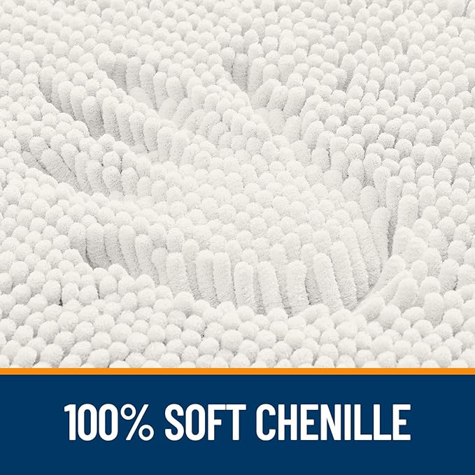 OLANLY Bathroom Rugs 59x24, Extra Soft Absorbent Chenille Bath Rugs, Rubber Backing Quick Dry, Machine Washable Bath Mats for Bathroom Floor, Tub and Shower, Home Decor Accessories, Ivory