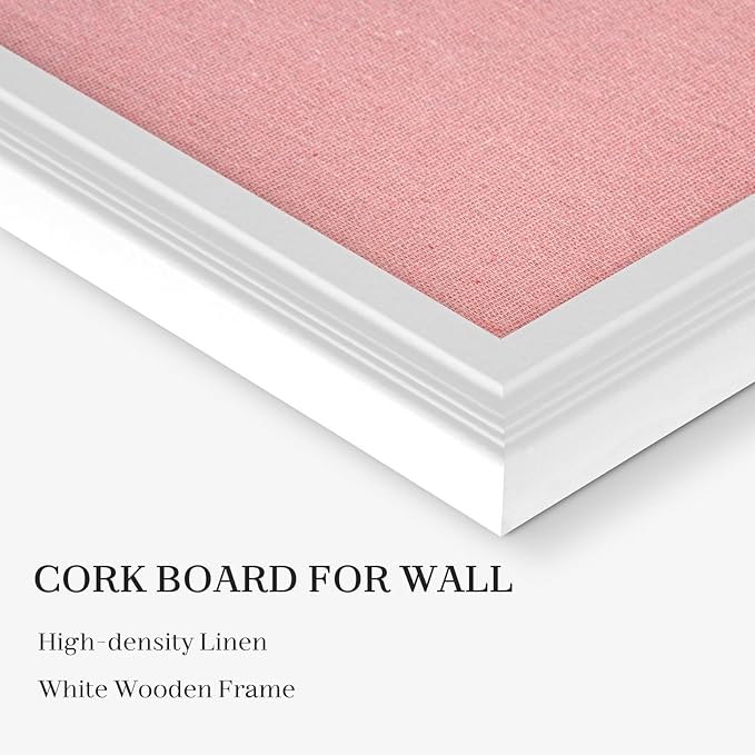 Large Pink Cork Board with Linen, Picture Display Vision Board Corkboards