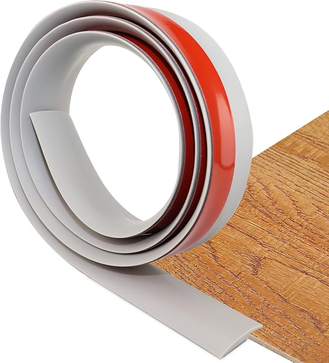 Floor Transition Strip Self Adhesive Carpet & Flooring Transitions Edging Trim Strip PVC Threshold Transitions Suitable for Threshold Height Less Than 3mm (3.3Ft, Gray)
