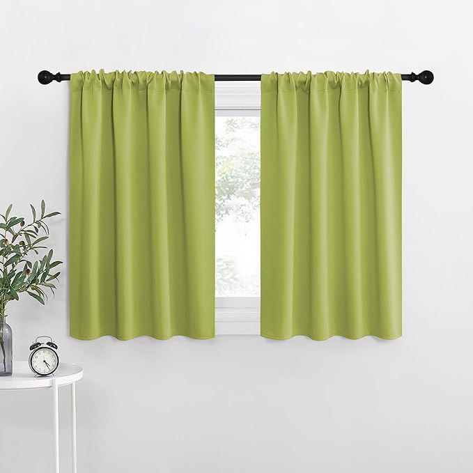 NICETOWN Kitchen Curtains, Fresh Green, Short Blackout Curtains & Drapes