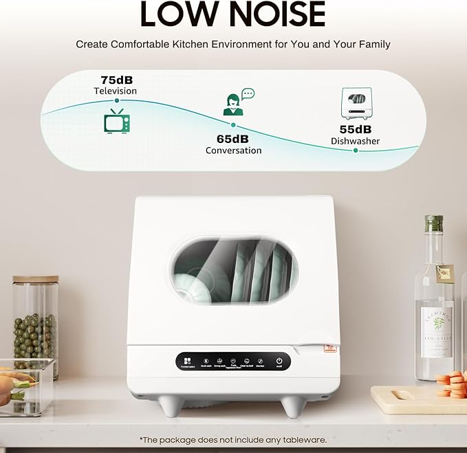 Portable Countertop Dishwasher Dishwasher Compact with 5 Intelligent Washing Functions Counter Top Dishwashers for Knives, Forks, Spoons, Chopsticks