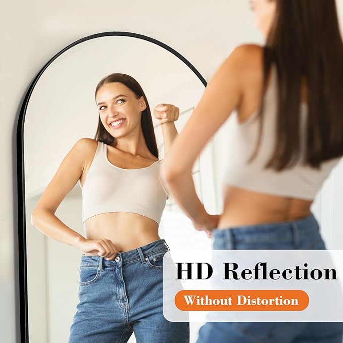 Sweetcrispy 56"x15" Arched Full Length Mirror, Leaning or Standing Full Body