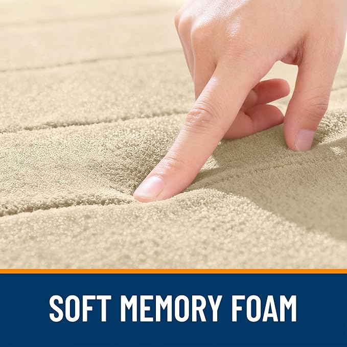 OLANLY Memory Foam Long Bathroom Rugs Runner 59x20, Super Soft Absorbent Bath Mat, Quick Dry, Machine Washable Shower Floor Rugs, Bathmat Carpet, Bathroom Home Decor Accessories, Beige