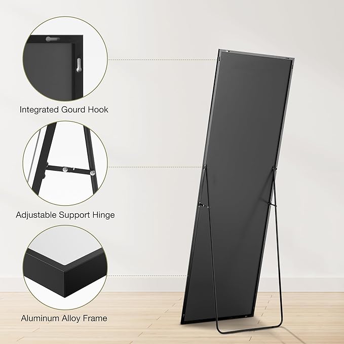 Sweetcrispy 64"x21" Full Length Mirror, Leaning or Standing Full Body Mirror