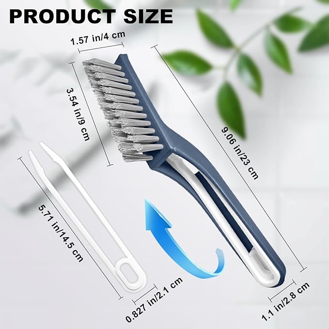 Cleaning Brush - QAGOBDI Hard Bristle Crevice Cleaning Brush for Household, Bathroom, 2 PCS Bathroom Gap Brush with Long Gandle Embedded Stolen Goods Clip