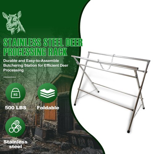 Smarkey Deer Game Hunting Hoist Processing Rack Stand, Skinning Station Equipment Hide Tools for Hog Goat Sheep Boar Animal Field Dressing Cleaning Butchering