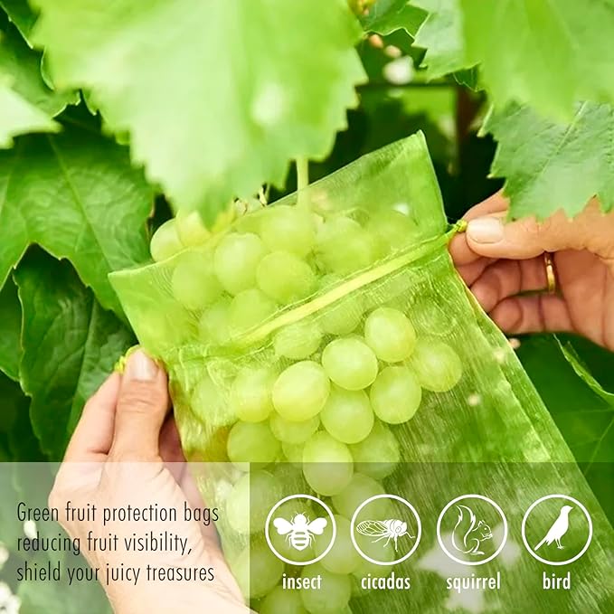 Fruit Protection Bags, Fetanten 80 PCS 4 x 6 Inch Mesh Drawstring Bag for Fruit Trees, Small Green Garden Fruit Plant Netting Cover Bag Protect Strawberry Blueberry Tomato from Bird Insect Pest