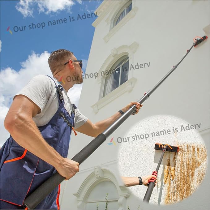 3.6-10.8 M Telescopic Brush, Water Fed Window Cleaning Pole, Soap Dispenser, Window Cleaning Pole, Water Fed Telescopic Brush, Window Roof Cleaning Equipment (55cm Brush,3.6M)