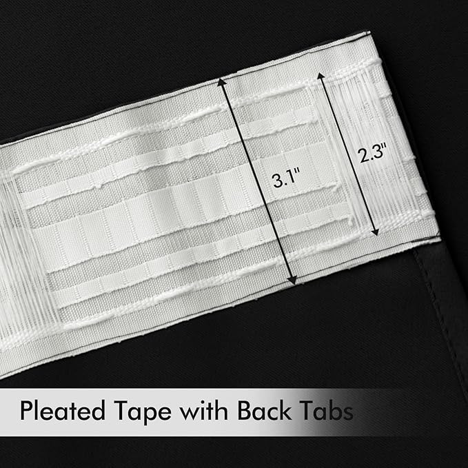 MIULEE Back Tab Blackout Curtains 108 Inch Long 2 Panels Set