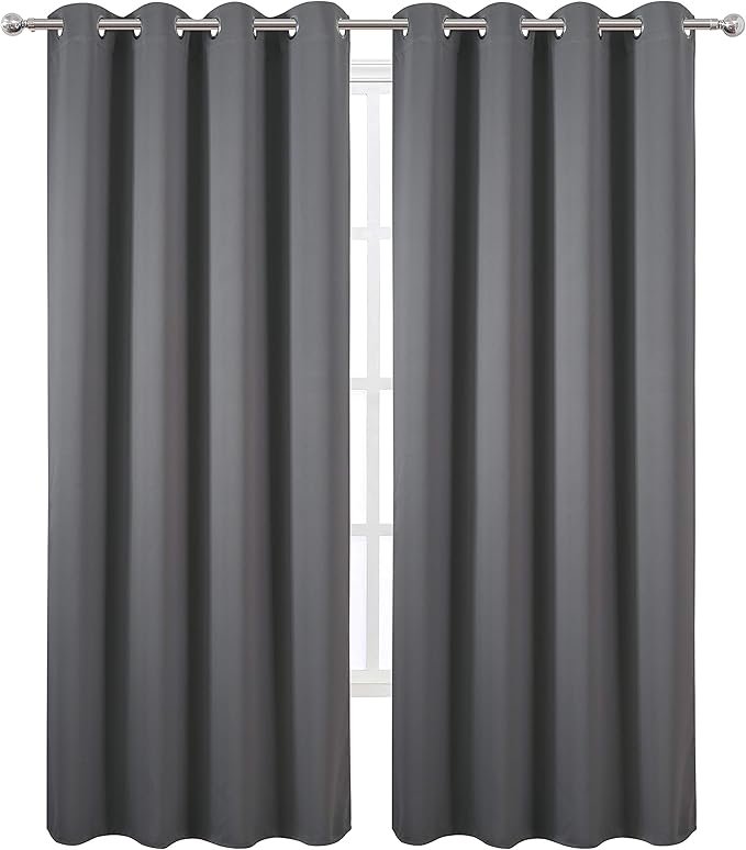 LEMOMO Blackout Curtains 66 x 84 inch/Frost Grey Curtains Set of 2
