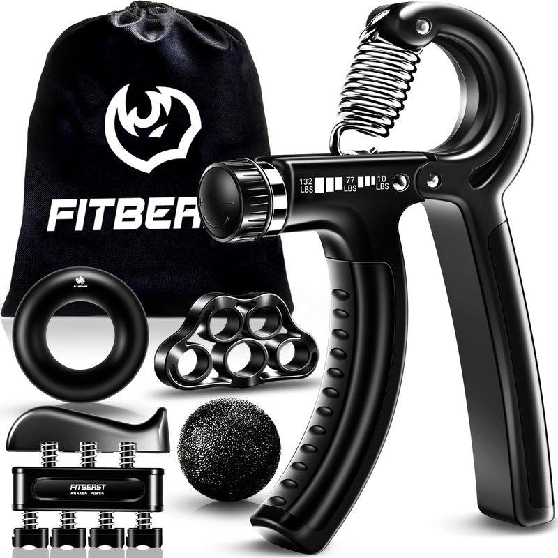 FitBeast Grip Strengthener Forearm Strengthener Hand Grips Strengthener Kit - 5 Pack Adjustable Resistance (Black)