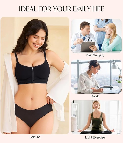 CYDREAM Wireless Zip Front Bra - Comfortable Full Coverage with Back Smoothing | No Underwire, Perfect Fit
