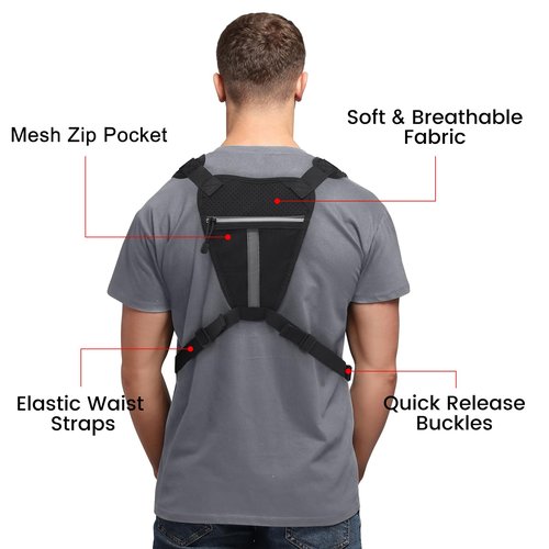 G4Free Tactical Chest Bag for Men, Quick Access Chest Rig Vest, EDC Chest Pack for Running, Hiking, Cycling (Black)