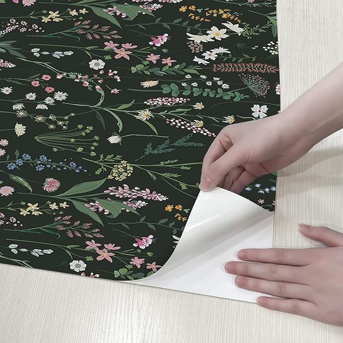 JiffDiff Floral Wallpaper Peel and Stick Farm Floral 1181" x 17.32" Wildwood