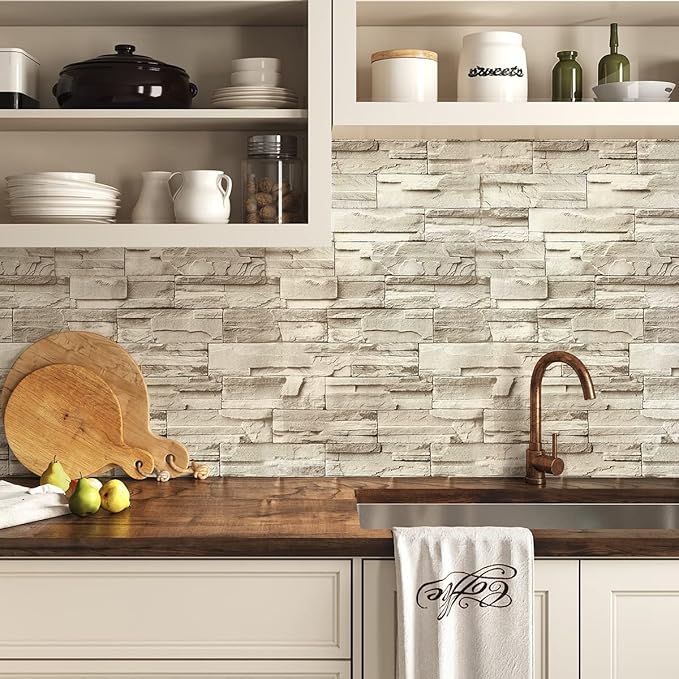 Jeweluck Stone Wallpaper Peel and Stick Brick Wallpaper 17.7”×590.5” Brick