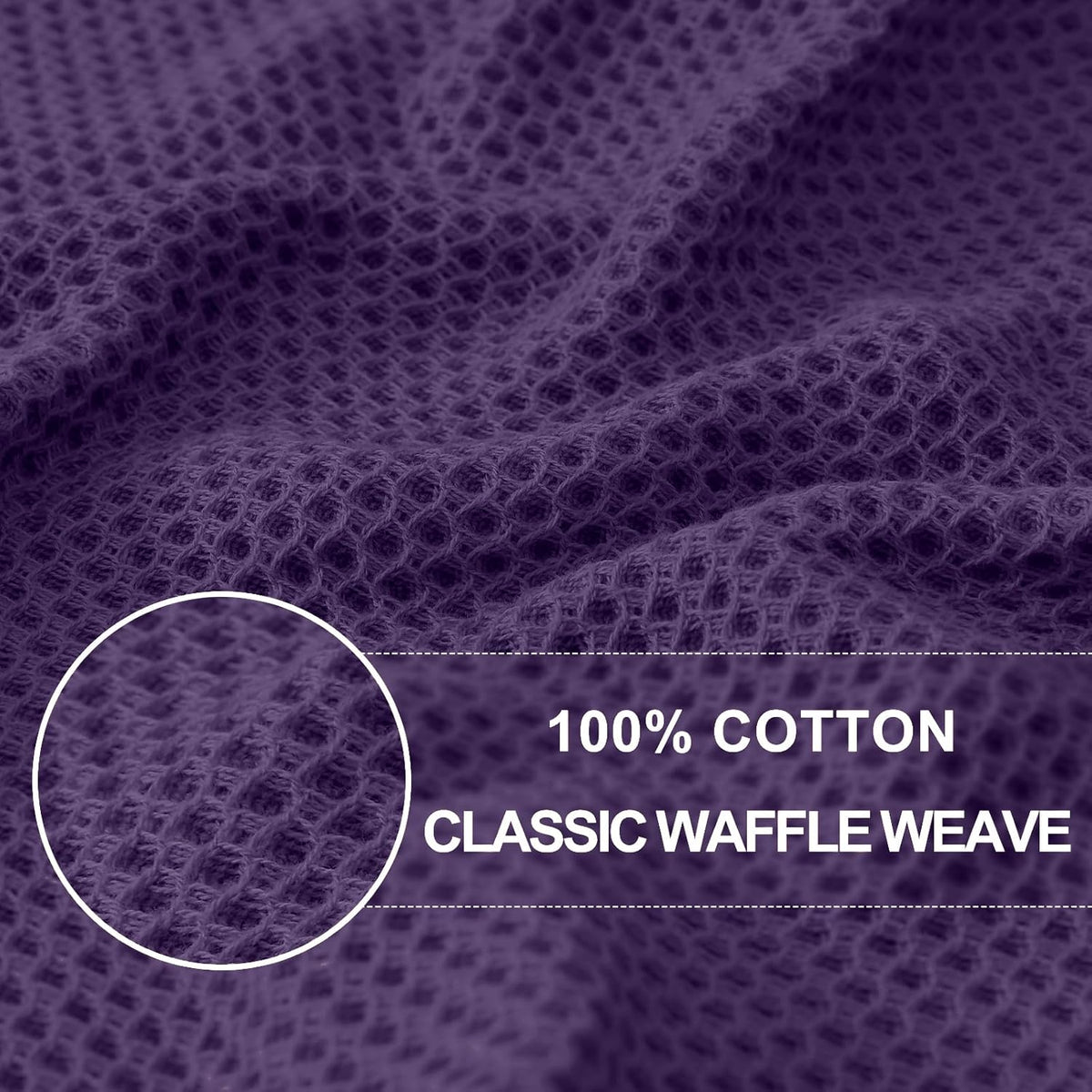 Homaxy 100% Cotton Waffle Weave Kitchen Dish Cloths, Ultra Soft Absorbent Quick Drying Dish Towels, 12 x 12 Inches, 6-Pack, Eggplant
