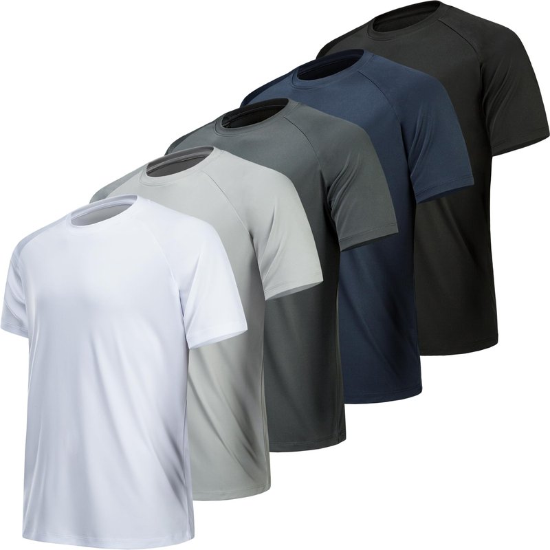MLYENX 5 Pack Workout Shirts for Men Quick Dry Moisture Wicking Mens Gym Shirts Athletic T-Shirts
