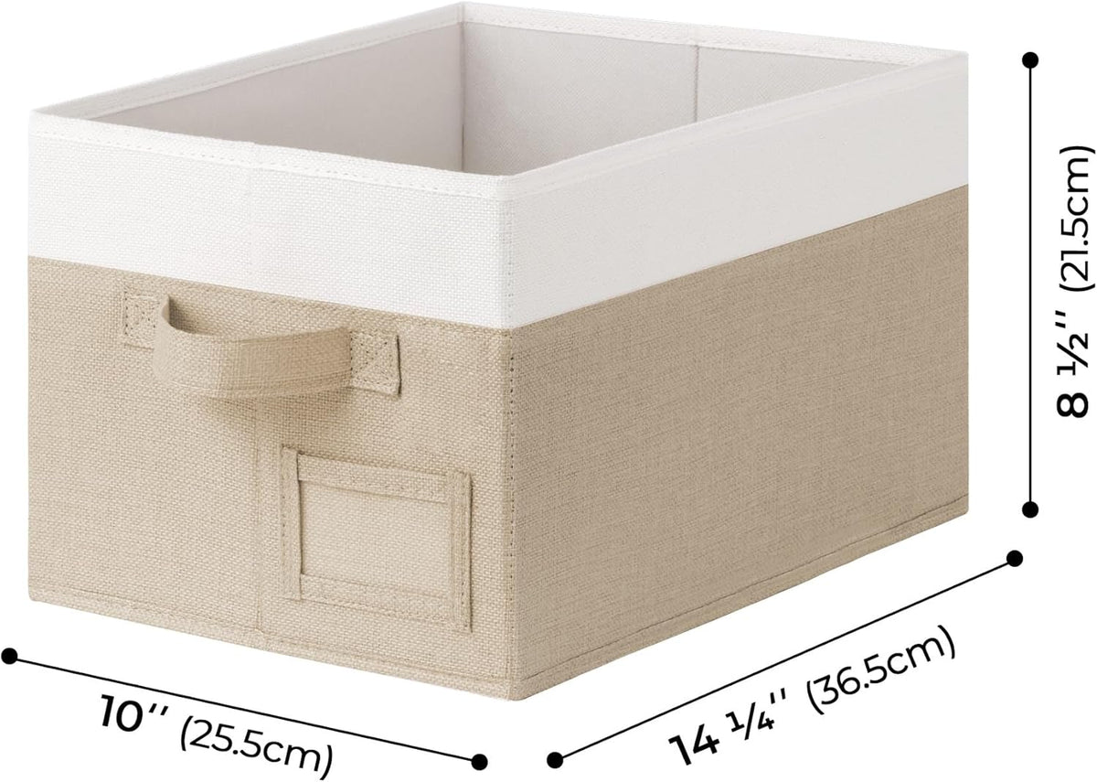 GRANNY SAYS Storage Baskets for Organizing, Fabric Storage Bins for Shelves, Closet Storage Boxs, Clothing Storage and Organization, Decorative Storage Bins, Khaki&Ivory, Large, 3-Pack