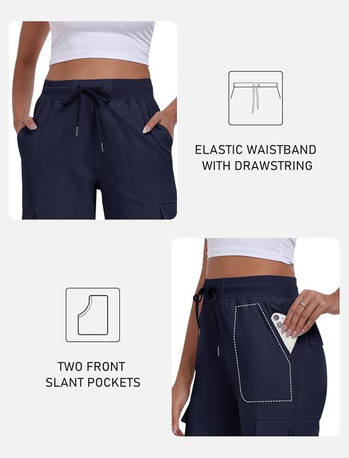MoFiz Women's Cargo Capris - Lightweight Quick-Dry Hiking Pants with Pockets | Summer Travel Essential