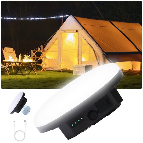 Amkulop Tent Light Hanging for Camping,Bright LED Rechargeable Portable Lantern for Vendor Booths,Waterproof Outdoor Lights with Battery Power, Camp Lamp Light with Magnet for Outdoor Glamping(Black)