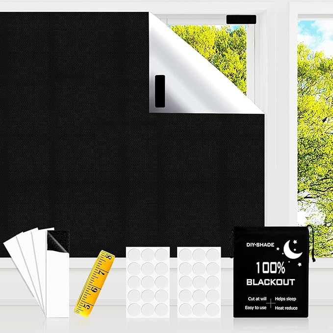 Blackout Window Cover，39 x57 inches Portable Black Out Blinds Stick On Window