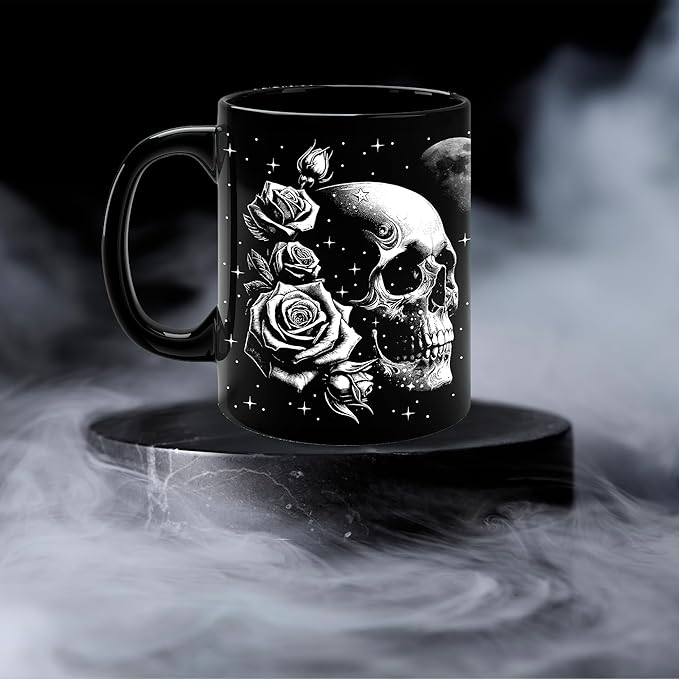 Roses And Skull Mug 11Oz Goth Gifts for Women Skull Gifts for Women Witchy Home Decor Halloween Mug - Goth Decor Gothic Cup Halloween Decorations