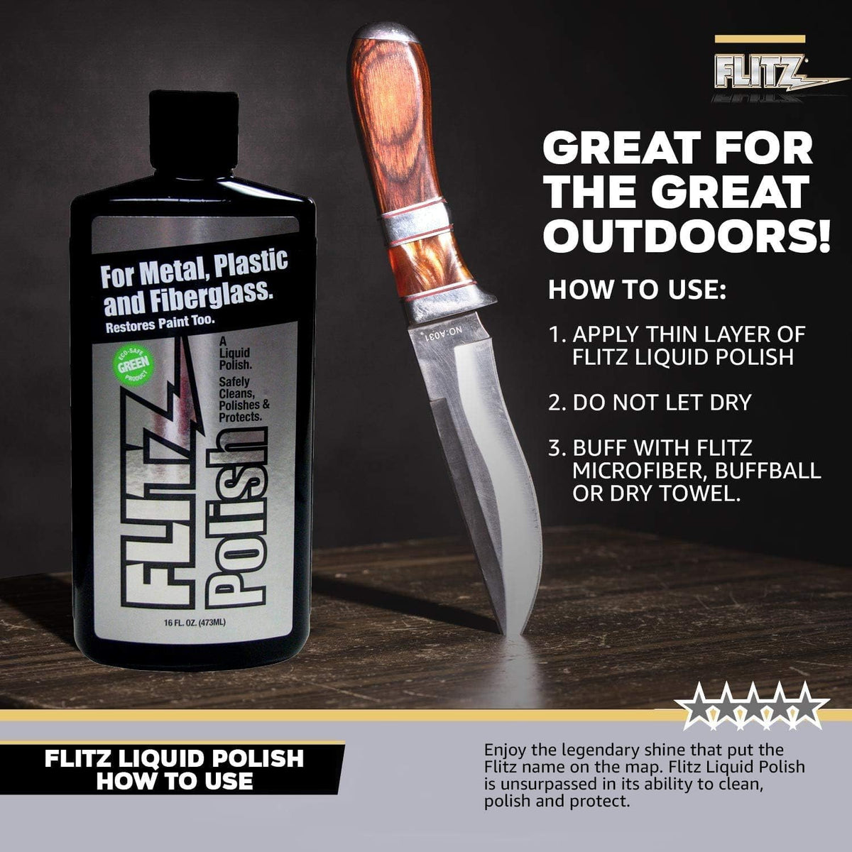 Flitz Multi Purpose Metal Polish Liquid - 3.4oz Bottle of USA-Made Tarnish Remover - For Aluminum, Chrome, Brass, Nickel, Silver - Non-Abrasive Metal Cleaner and Polish, Restorer (3 Pack)